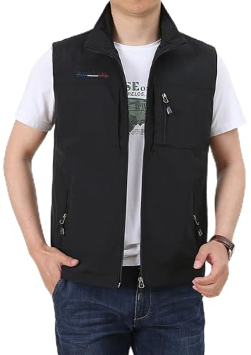 Veste sans Manches Homme Gilet De Chasse Manche Biker Vestes Sport Travail Gilets Multipoches Saharienne Peche Femme Manteaux Long Vetement Randonnée Et Loisirs Plein Air pour Hommes en Jean