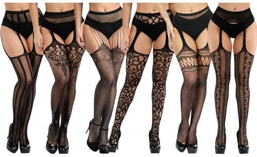 DRESHOW Collant a rete da donna Reggicalze Calze autoreggenti
