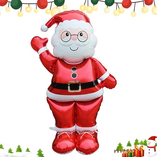 Palloncino in Foil di Babbo Natale Piedi,Palloncini di Natale,Palloncino XXL di Babbo Natale 3D,Palloncini in Foil di Slluminio per Decorazioni Natalizie,con Elio,Decorazione All'aperto