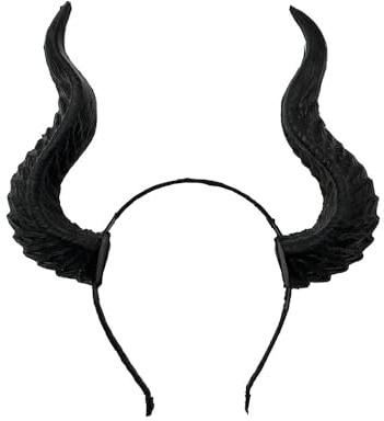 FakeFace Stierhörner Hörner Stier Stirnband Haarreif Schwarz Teufelshörner Ochse Kuh Hörner Halloween Horn Kopfschmuck Haarband Teufel Dämon Schafhörner Party Dress Up Fasching Gothic Cosplay