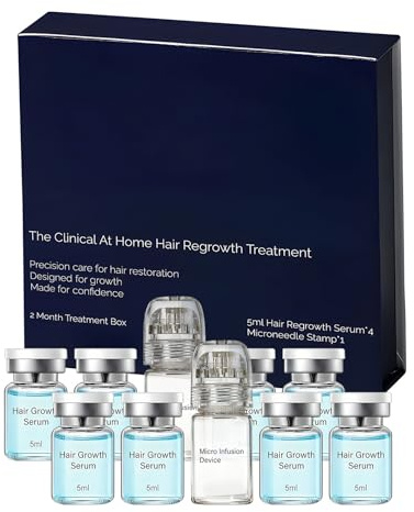 Lot de 8 systèmes de repousse des cheveux - Stimulateur de racines nourrissant - Solution de soin du cuir chevelu avec 2 micro-aiguilles pour le renouvellement de la croissance - Soin épaississant