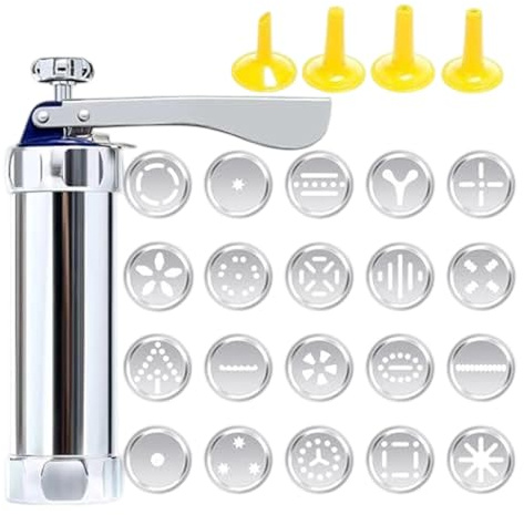 Prensa de galletas – Bomba de acero inoxidable para hornear – Juego de moldes de prensa para galletas, suministros para hornear pasteles – para de Navidad, vacaciones, hogar, dormitorio