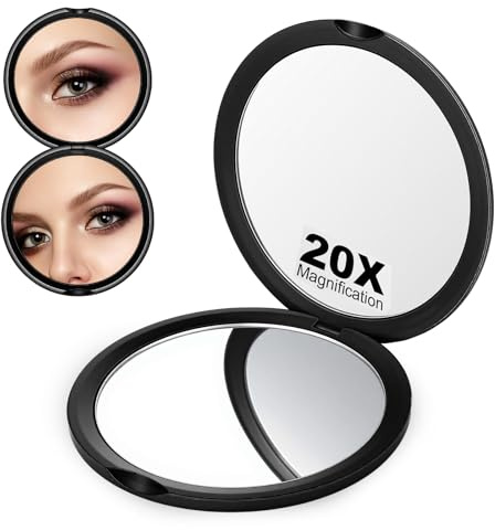 Neyauo 1X/20X Taschenspiegel Klappbar, Makeup Mirror Klappspiegel | Kleine Schminkspiegel, Reisespiegel, Ideal für Unterwegs, Vergrößerungsspiegel 20fach, Kosmetik Spiegel