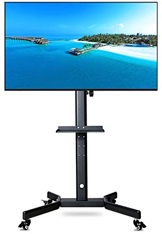 Supporto TV portatile Supporto TV universale da pavimento girevole per la maggior parte dei televisori piatti curvi LCD LED OLED al plasma da 32-52 pollici, regolabile in altezza con gestione dei cavi