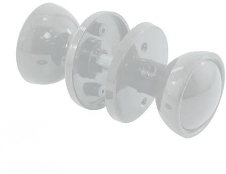 keypak Plastic White Rim Mortice Door Knob Set for Wooden Door 1 Pair | External and Internal Door knobs Shed Keyhole Escutcheons- Spindle & Fixings Included