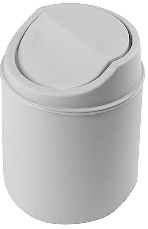 Mini TischmüLleimer mit Deckel Mülleimer Bad Tischabfalleimer Einfach Kosmetikeimer Klein Papierkorb Auto Aufbewahrungsbox Small Table Bin für BüRos Kinderzimmer Schminktisch Wohnzimmer (Grau)