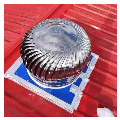 Grande Camino Rotondo o comignolo - Ventilatore da Tetto in Acciaio Inox da 500 mm, Ventilatore per soffitta Non motorizzato, Cappa aspirante Rotante con Base per Un Flusso d'Aria efficiente