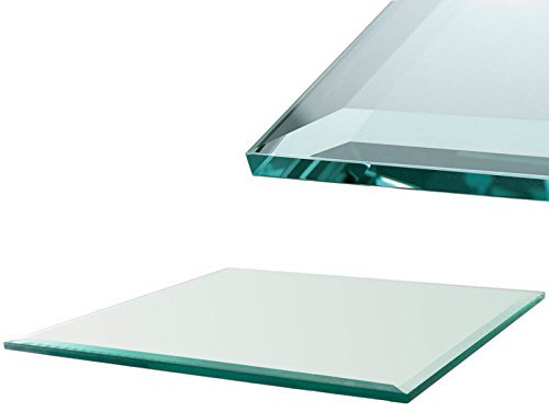 Euro Tische Piano in vetro 80x70cm per caminetto e tavolo a taglio sfaccettato, piastra di protezione con vetro di sicurezza ESG da 6 mm, base in vetro per caminetto (vetro trasparente)