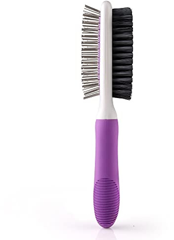 Pet Grooming Brush - Fur Detangling Pins & Coat Smoothing Slicker Bristles, Two-Sided Design for Dogs, Cats & Other Animals