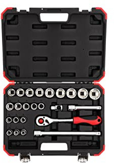 GEDORE red Steckschlüsselsatz, 24-teilig, Mit Umschaltknarre, Ratsche, Steckschlüssel und Bitsatz, 1/2