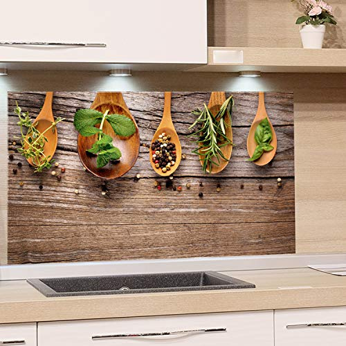 GRAZDesign Küchenrückwand ESG-Glas – Kräuter Holzoptik – 60x60 cm | 4 mm ESG-Sicherheitsglas – pflegeleicht und in Deutschland gefertigt