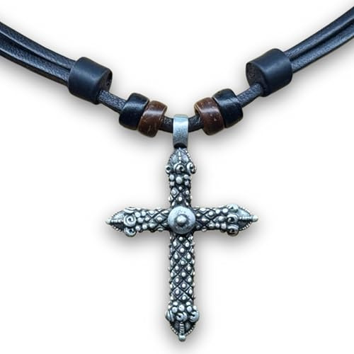 HANA LIMA Kreuz Halskette Lederkette Kreuzanhänger Kruzifix Kreuzschmuck Jesus