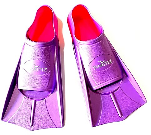 Swimz Silicone Short Blade Swim Training Fins - Purple/Pink UK 5.5-6.5 (39/40)