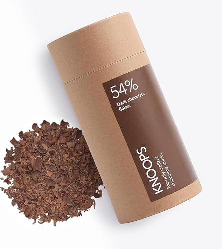 Knoops Dark Hot Chocolate Flakes, 54% Dark Hot Drinking Chocolate, 250g | Luxury, Delicious Cocoa Drink with Real Choc Flakes, All Natural Vegan Ingredients, 250 g, Equal to 8 Serving Sachets
