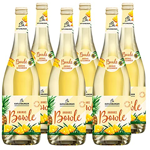 KATLENBURGER - Ananasbowle | Leckere, trinkfertige Bowle mit Fruchtwein. Der Partyklassiker und Spaßgarant für jede Jahreszeit! Geschmacksrichtung Ananas. Inhalt: 6x 1l mit 7% vol