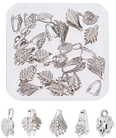 SUPERFINDINGS 30pcs 5 Styles Anhänger Kette Verschluss Clip Platin Messing Halskette Verschlüsse Eispickel Pinch Bails Für DIY Craft Armband Schmuckherstellung