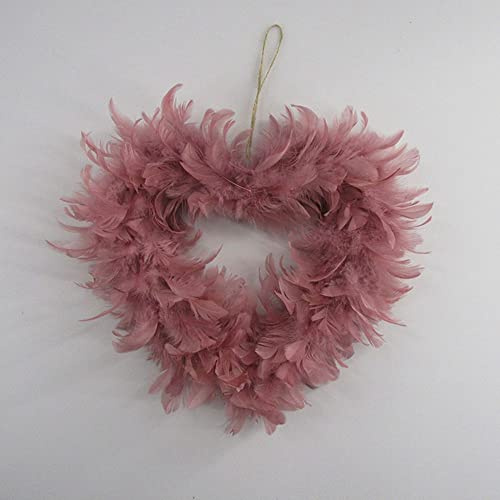 LUMoony Federgirlande Herzform 1 Pcs Federkranz Weihnachtskranz Böhmischen Handgefertigt Licht Federn Kränze für Weihnachten, Hochzeit, Party, Foto-Requisiten, Heimdekoration 28cm