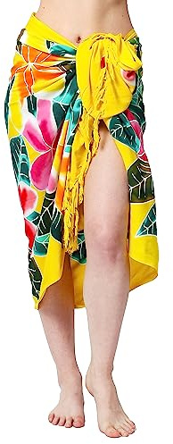 SAIVONA Grand paréo sarong pour femme - Jupe portefeuille - Pour la plage - Opaque - Serviette enveloppante - Robe portefeuille - Fabriquée à la main en commerce équitable - Peinte à la main - Unisexe