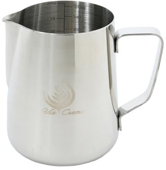 VIA CREMA Bricco Latte Professionale Acciaio Inox 600 ml Lattiera Bricco Latte Bar Milk Jug (600 ML)