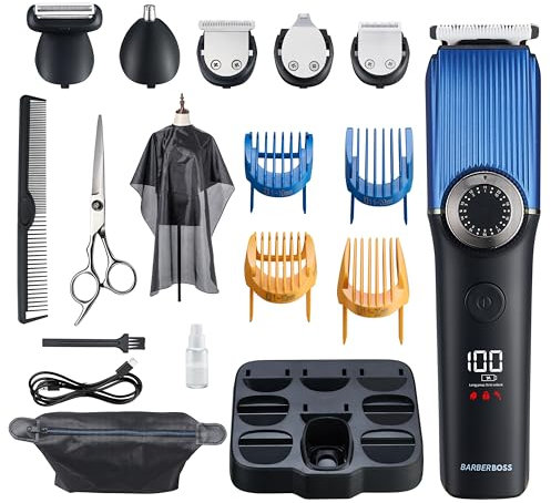 Barberboss Cortadora de barba para hombres, cortadora de pelo inalámbrica para hombres: recortadora para hombres, kits de aseo, impermeable, recortadora de pelo de nariz para hombres, QR-6088