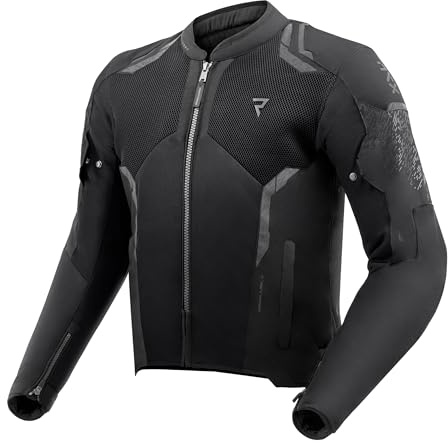 REBELHORN Jax Chaqueta de Moto Hombre | Textil | Protector de Codos, Hombros y Espalda Nivel 2 | Membrana Humax Extraíble | Grandes Paneles de Ventilación de Malla