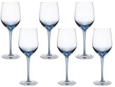 SUREK Hermosamente Copas de Vino de Cristal Redondas Vidrio Transparente Vino Blanco Copas de Vino Tinto Tallo Largo 325 ml / 11 oz Personalizado