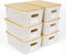 UHAPEER Caja de Almacenamiento Con Tapa de Bambú, 6 Unidades de Cesta de Plástico, Organizador de Cocina, Color Blanco, Cajas Apilables