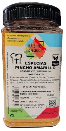 Especias Pinchito Amarillo Andaluz · BIOKIRI Trazabilidad Total · Bote 480g · Adobo Tradicional para Pinchos Morunos