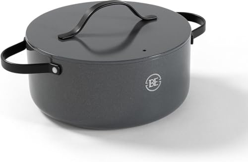 Be Living Essential Kochtopf mit Deckel Ø 24 cm (4 L) Induktion Schmortopf, Non Stick Keramik Antihaft, Ohne ptfe und pfoa, Grau