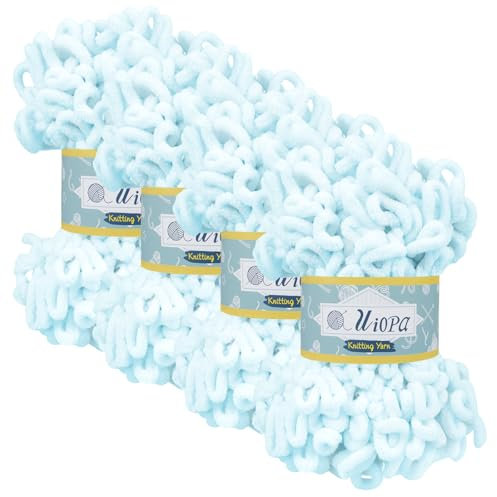 Uiopa Handstrickgarn, 4 x 100g Chunky Yarn Flauschige Fingergarn zum Stricken, Dickes Garn Weiches Schlaufengarn Chunky Wool für Schals, Decken, Mützen, Heimdekoration, DIY-Kunsthandwerk