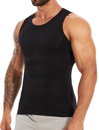MISS MOLY Débardeur gainant pour homme - Sans manches - Élastique - Débardeur gainant, Noir , 3XL