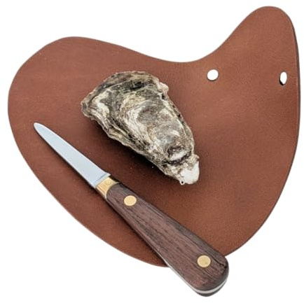 Manique en Cuir véritable pour Ouvrir Les huîtres – Gant à huître Artisanal Fait Main en France – Protège Main Cuir. Cadeau fête des pères