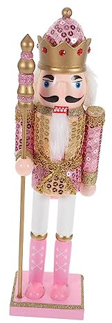 Cabilock Cascanueces Decoración Navideña De Madera Rosa Brillo, Figura Decorativa Articulada De Soldado, Adorno Festivo para Salón y Escritorio Navidad