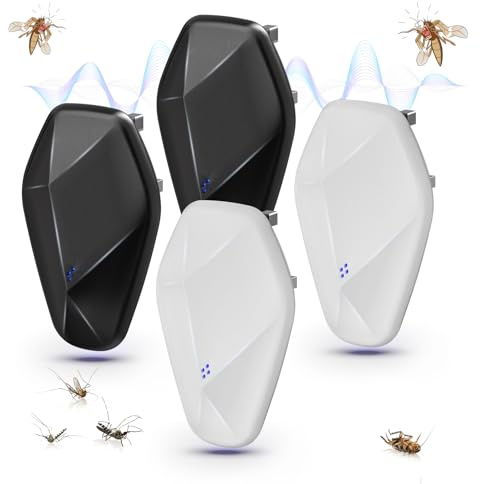 XSWCCJJ Répulsif à ultrasons 5.0 amélioré 【Effet vermifugeant 99,99 %】 Répulsif à ultrasons à brancher 4 pièces puissant pour lutter contre les nuisibles, efficace contre les souris, les rats
