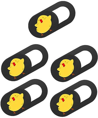 Gadpiparty Webcam Abdeckungsschieber aus Abs in Gelb, 5 Stück für Laptop | Dünn, Schiebeöffnung zum Öffnen und Schließen, Cartoon Huhn Form, für Mobiltelefone