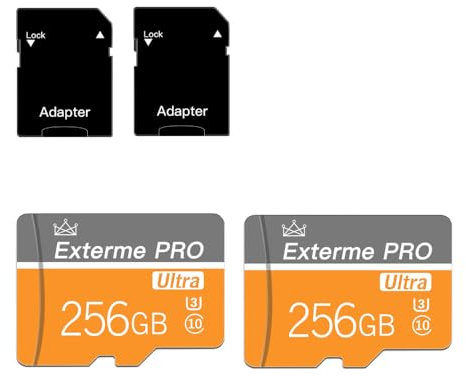 Carte mémoire 256GB Micro Memory Card Classe 10 avec Adaptateur SD - Carte TF Haute Vitesse pour Tablette/téléphone Mobile/Appareil Photo/autoradio/Console de Jeu (Lot de 2 Cartes de 256GB)
