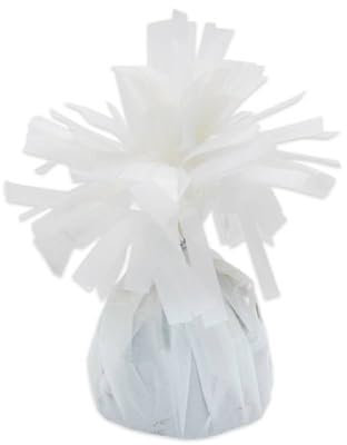 Set di 6 Pesetti con Frangia Colorata per Palloncini Ideali per Feste, Compleanni ed Eventi Stabili, Decorativi e Riutilizzabili Peso perfetto - Varzi dal 1956 (Bianchi)