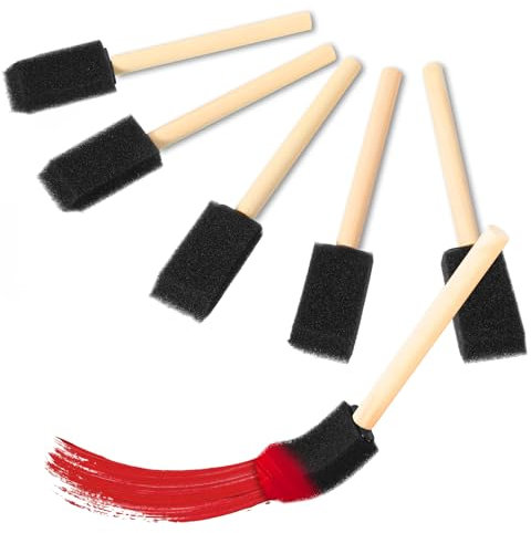 10 Stück Schaumstoffpinsel Schwammpinsel 2,5 cm Holzgriff Stupfpinsel Malutensilien Set Schwamm Schaum Pinsel Farbschwammpinsel Farbapplikator Malschwammstempel Malzubehör für DIY Bastelprojekte
