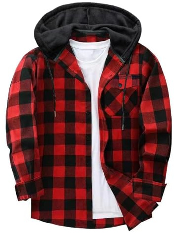 Générique Chemise Homme à Carreaux Capuche Chemise Bucheron Homme Flanelle Surchemise Manches Longues