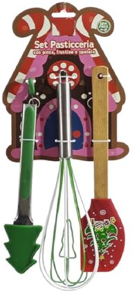Set 3 Pezzi Spatola Pinza e Frustino per pasticcere Natalizio Utensili da Cucina per Dolci a Tema Natale Pasticceria torte natale in festa dolciaria