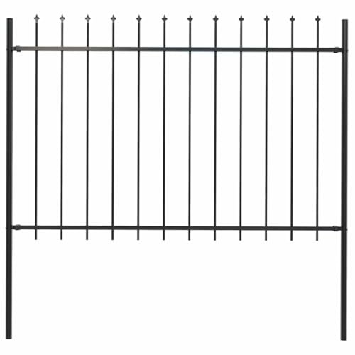 Garten Zaun Staketenzaun, Gartenzaun mit Speerspitze Stahl 181 x 120 cm Schwarz, Zaun für Hunde, Garten