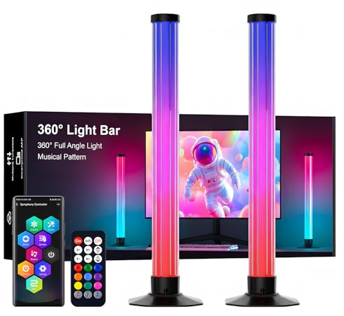 AURORIONCG Barra LED RGBIC 43cm, Retroiluminación TV 360°, Pack de 2