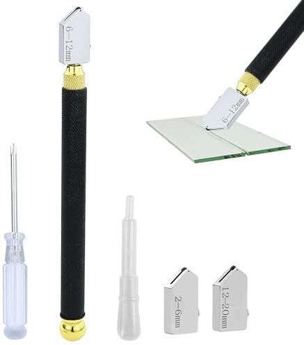Glasskärare, hålskärare, 5 stycken glasskärare, 2–20 mm skärhuvud, glasskärverktyg, hårdmetallspets glasskärare för tjock glasspegel och mosaik