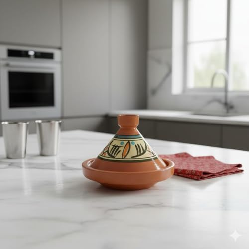 Tajine Pentola Terracotta Piatto Etnico Dipinta a Mano Tradizionale Marocchina Tunisina M 22cm 1811251109 E-Book Omaggio