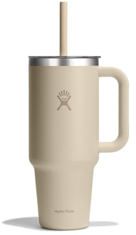Hydro Flask 40 Oz Clear Lid Travel Tumbler with Straw and Handle - Insulated Stainless Steel in 40 Oz Oat