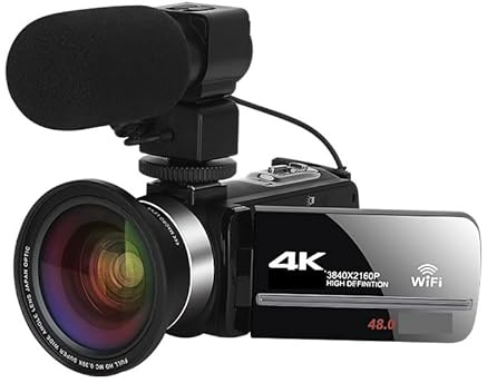 Macchina fotografica digitale, Videocamera professionale 4K Videocamera digitale for lo streaming Vlog Recorder 18X Time-Lapse Webcam Stabilizzatore(64G SD Card,NA-U600-LT)