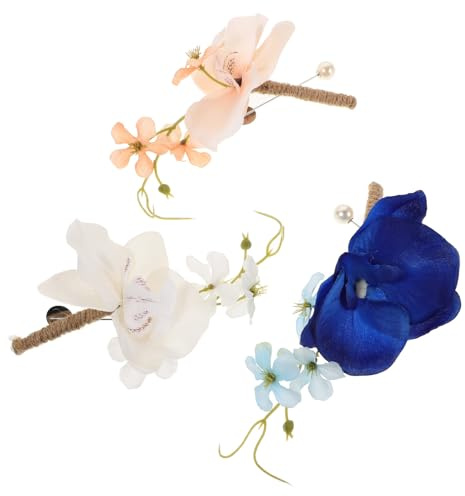 GLEAVI Orchideen Broschen 3 Stück mit Stoffrosen für Bräutigam und Trauzeugen Ansteckblumen für Hochzeiten und Abschlussball Elegante Florale Accessoires