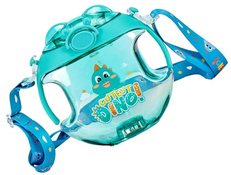 SIXRUN Tazza da Acqua per Cartoni Animati per Bambini Tazza Portatile con Cannuccia da 450 Ml con Funzione Spray per Bambini Che Bevono Plastica Ecologica (frutta verde)