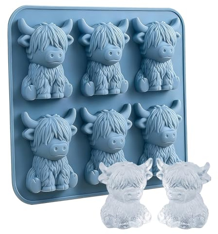 Molde Para Cubitos De Hielo De Vacas Highland, Bandeja De Moldes De Silicona Para Cubitos De Hielo Cubitera De Silicona De 6 Cavidades Para Whisky, Cócteles Y Bebidas Refrigeradas