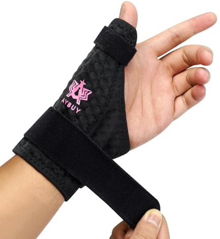 AYBUY Muñequera Pulgar Izquierdo, Férula para el Pulgar, Estabilizador de Pulgars Con 2 Férulas, Inmovilizador del Pulgars Transpirable, Órtesis para Dolores y Lesiones (Rojo rosa, M)